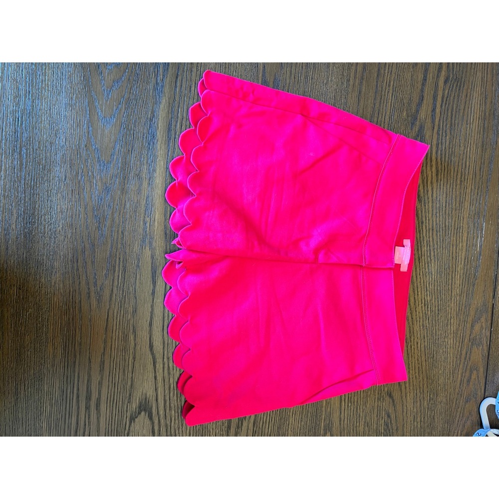 Isaac Mizrahi Shorts Cotton Blend Hot Pink Scalloped Hem Preppy Barbiecore Chic